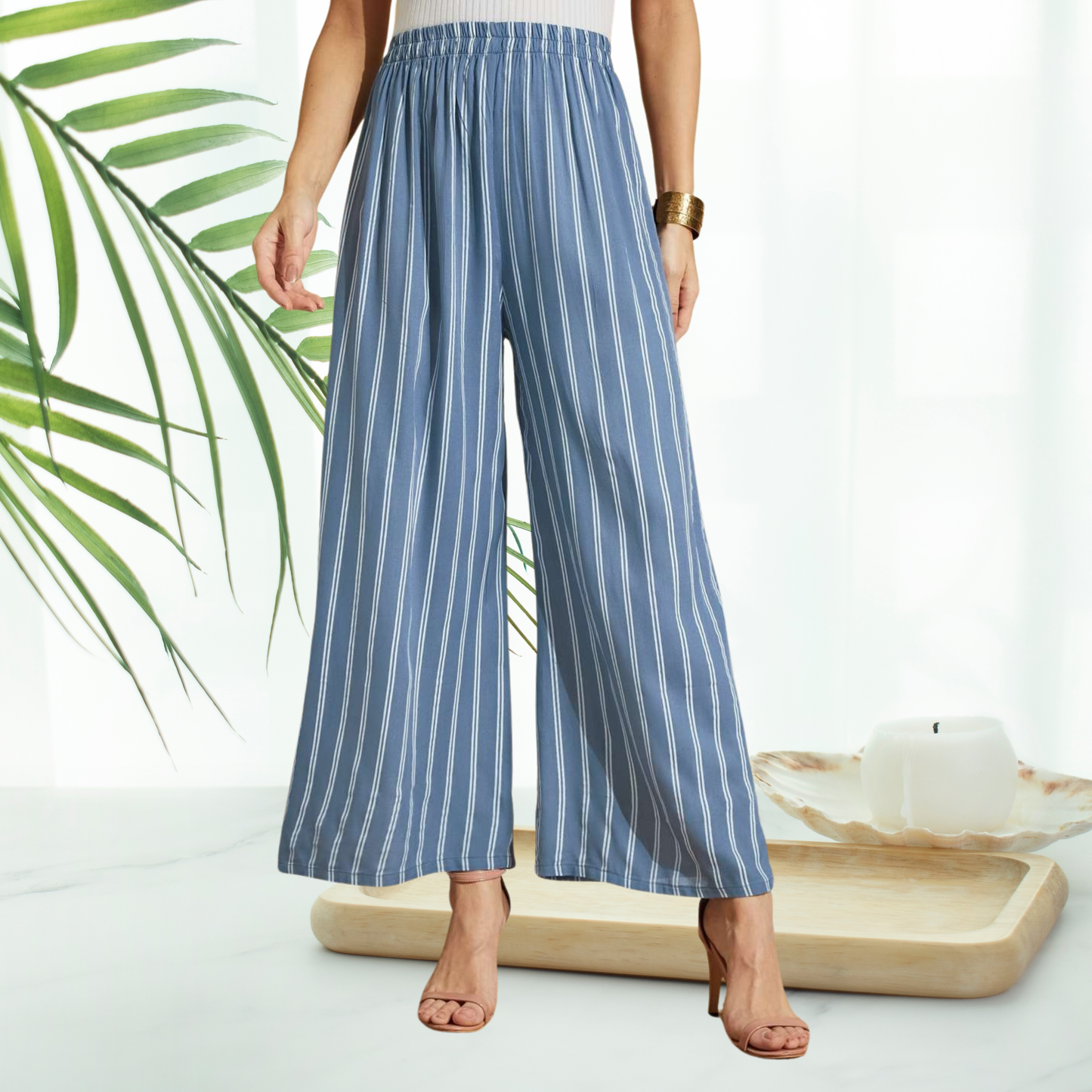 Women’s Striped Wide-Leg Palazzo Pant