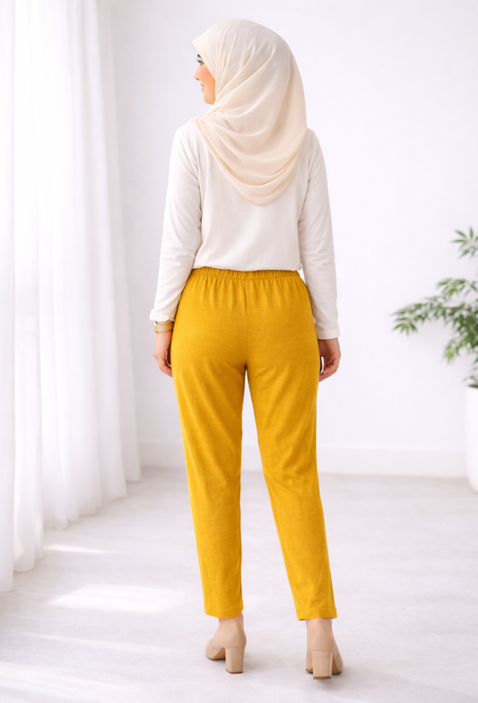 Kalyani Women Slub Lycra Cigar Pant β Elastic Waist with Pockets