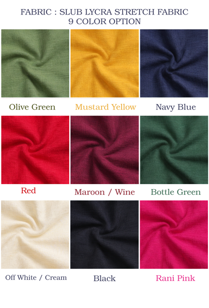 Kalyani Women Slub Lycra Cigar Pant – Elastic Waist with Pockets