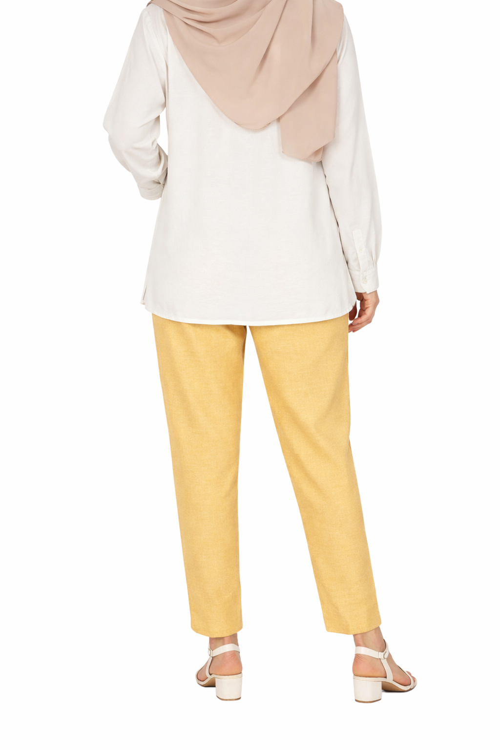 Tapered Fit Solid Pants for Women | Mid-Rise, Ankle Length  - TAN