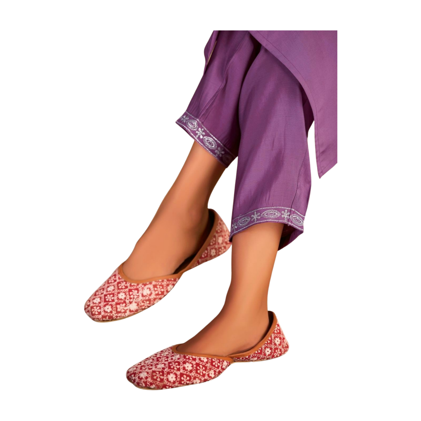 Lavender Embroidered Straight Kurta Set with Dupatta