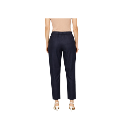 Tapered Fit Solid Pants for Women | Mid-Rise, Ankle Length