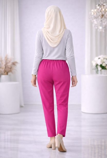 Kalyani Women Slub Lycra Cigar Pant – Elastic Waist with Pockets