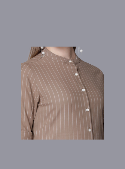 Women’s Cotton Striped Kurti Pant Set | 45” Kurti | 3/4 Sleeves