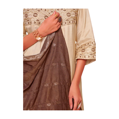 Embroidered Yoke Straight Kurta Set with Dupatta