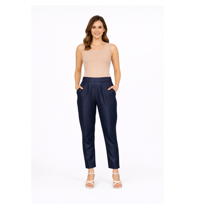 Tapered Fit Solid Pants for Women | Mid-Rise, Ankle Length